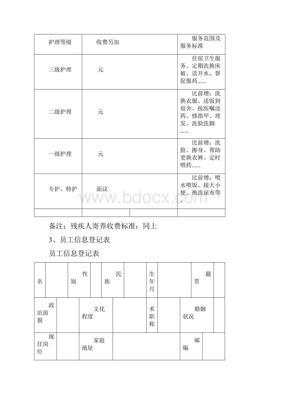 养老机构内部常用工作表格汇编.docx_第2页