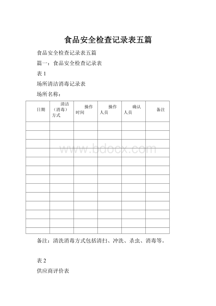 食品安全检查记录表五篇.docx