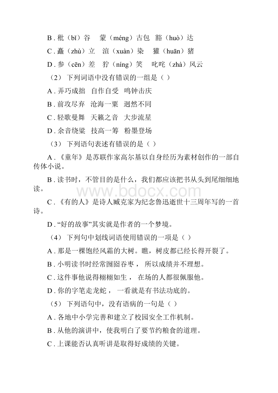 甘肃省陇南市小升初语文复习专题八拼音与汉字考题大观B卷.docx_第2页