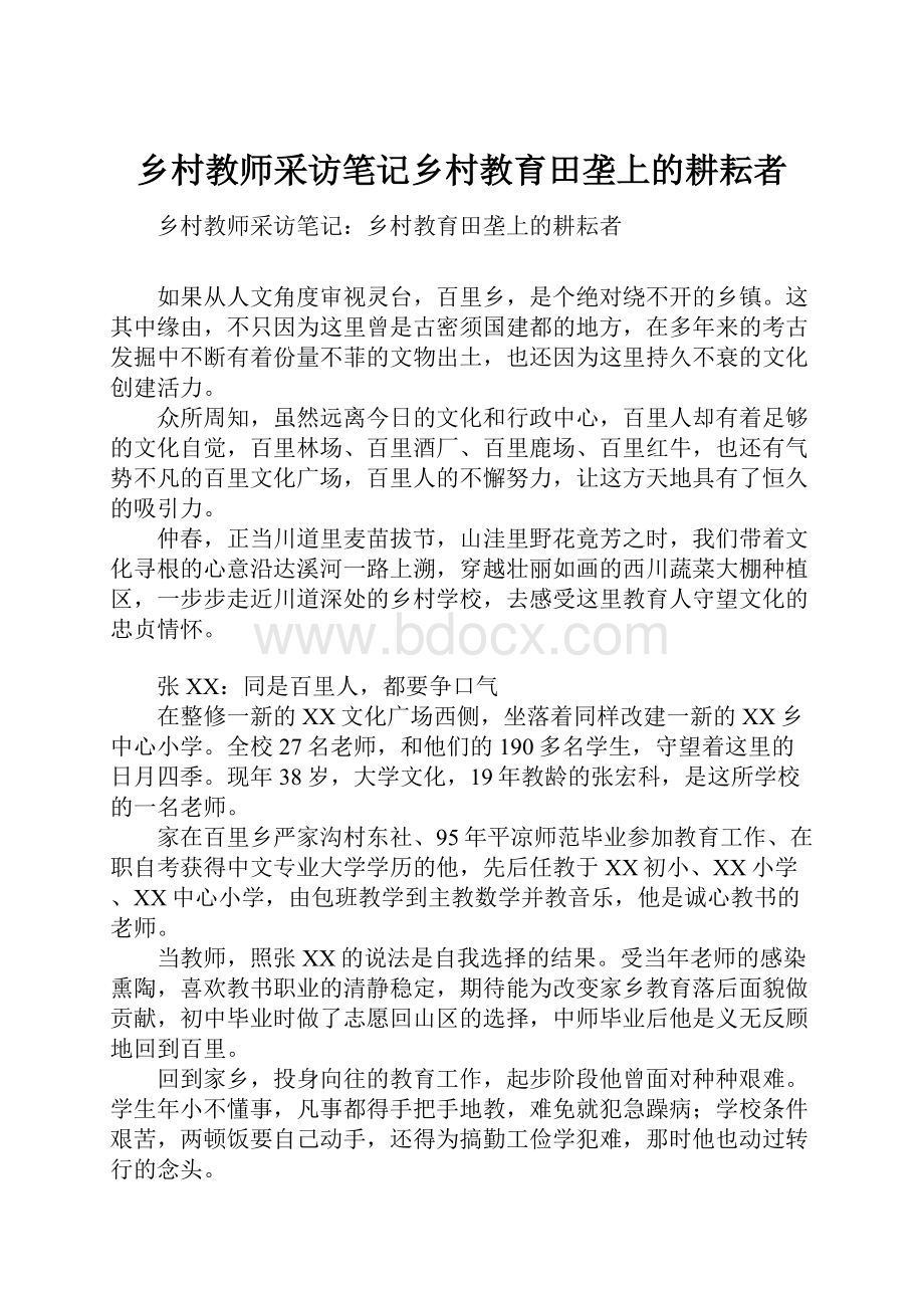 乡村教师采访笔记乡村教育田垄上的耕耘者.docx_第1页