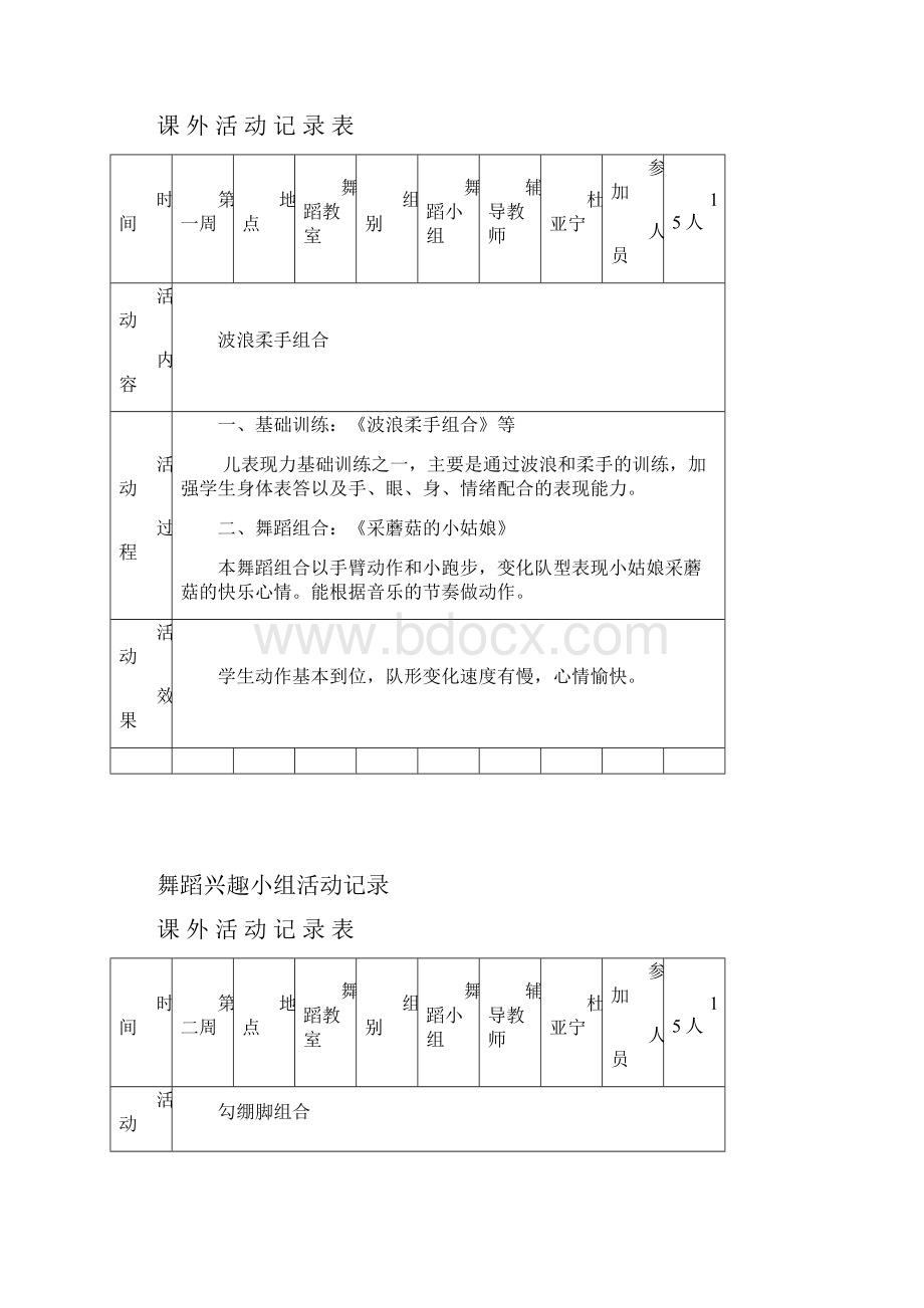 舞蹈兴趣小组活动记录.docx_第3页