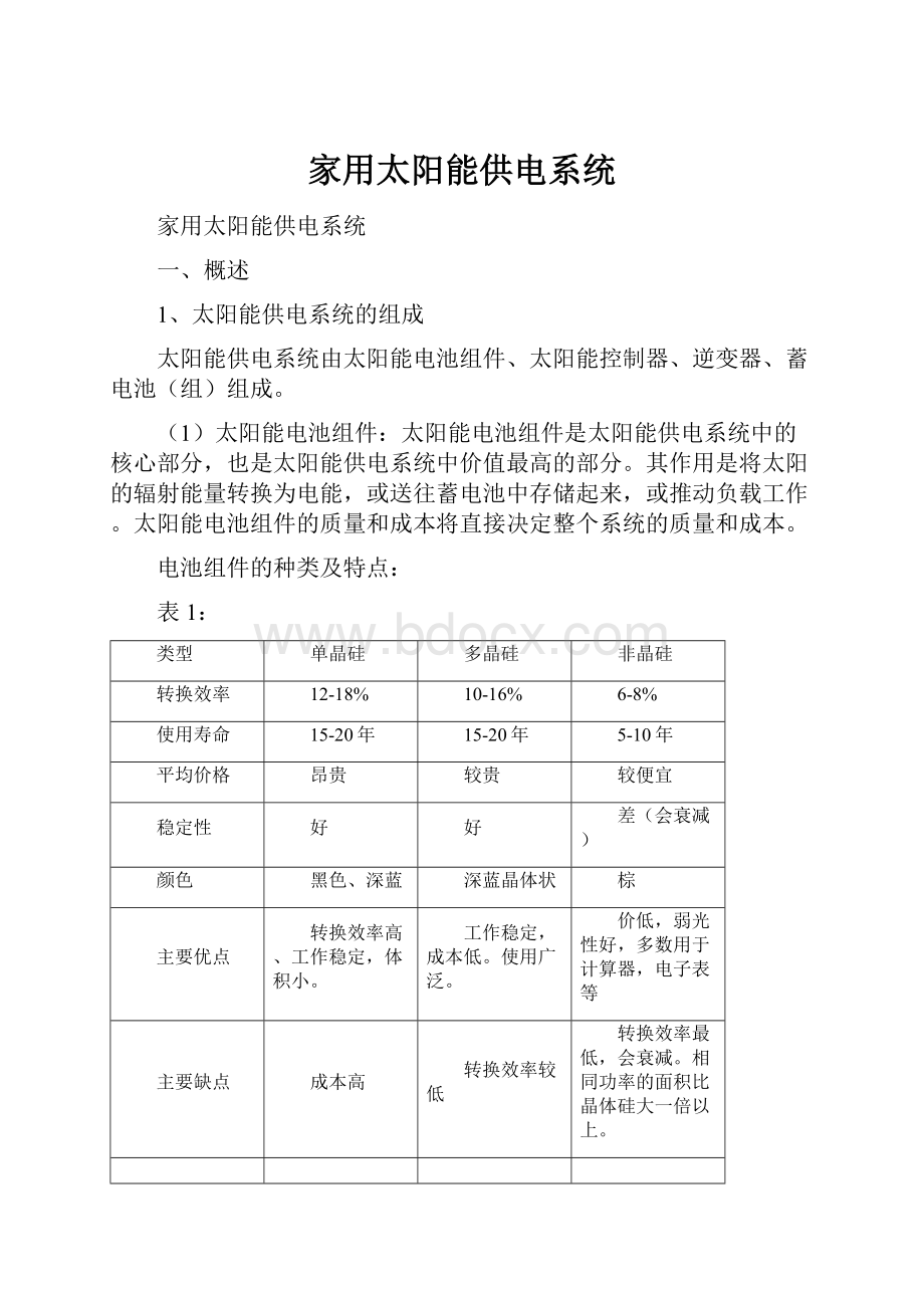 家用太阳能供电系统.docx