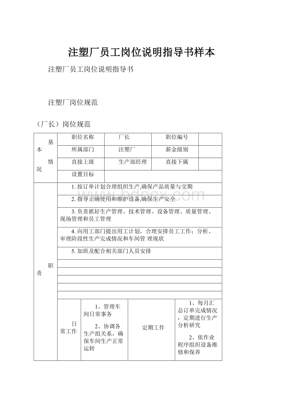 注塑厂员工岗位说明指导书样本.docx_第1页