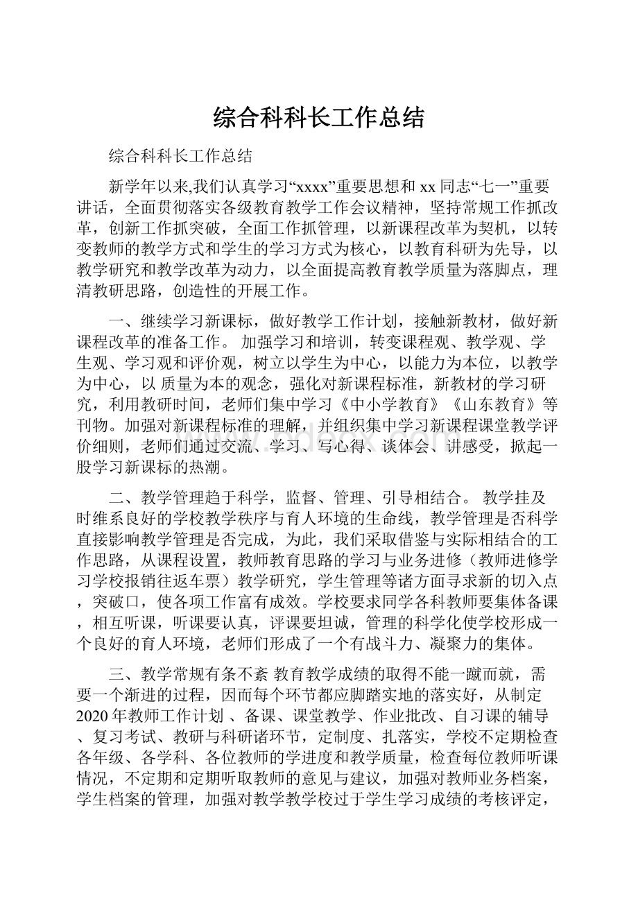 综合科科长工作总结.docx