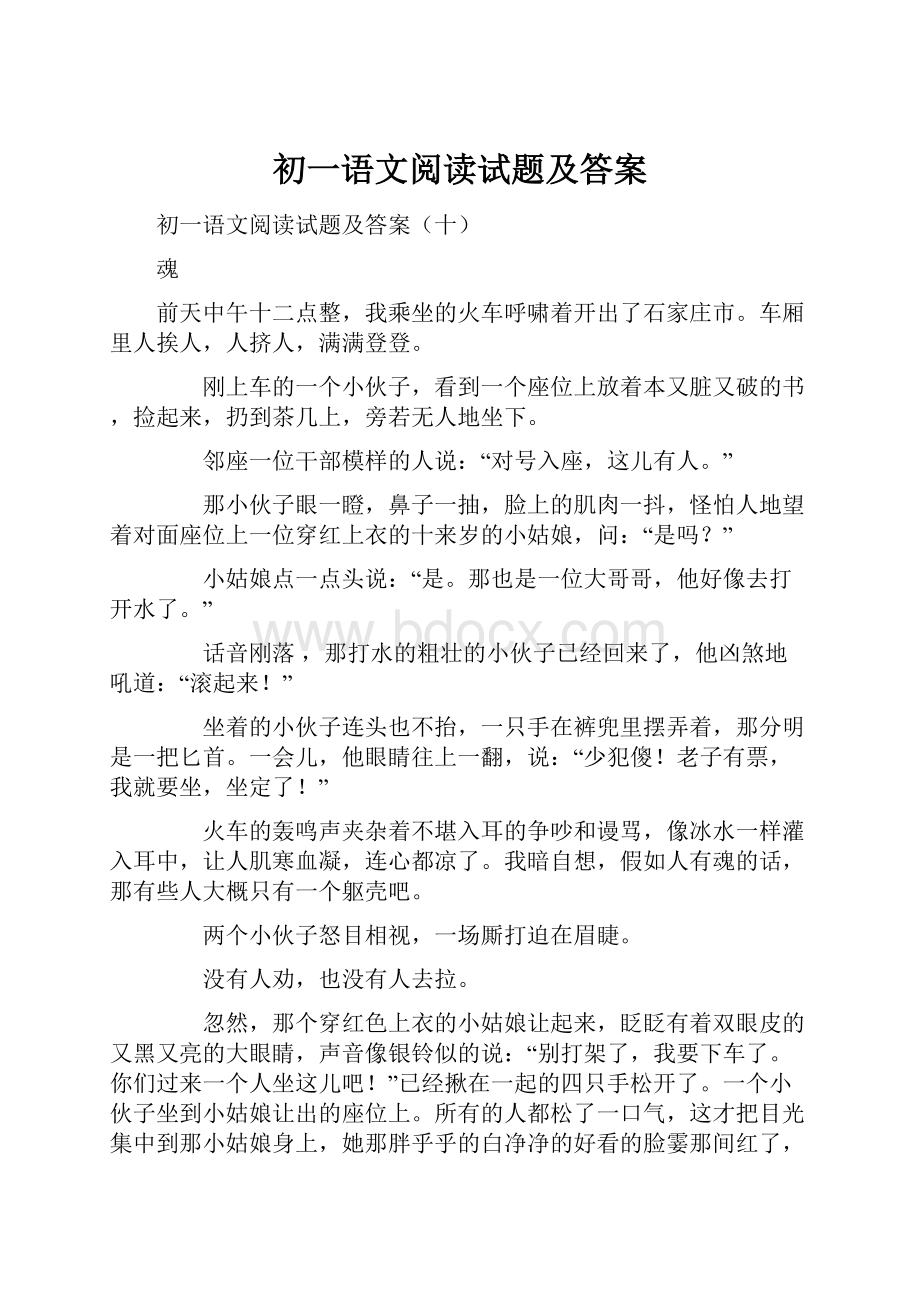 初一语文阅读试题及答案.docx