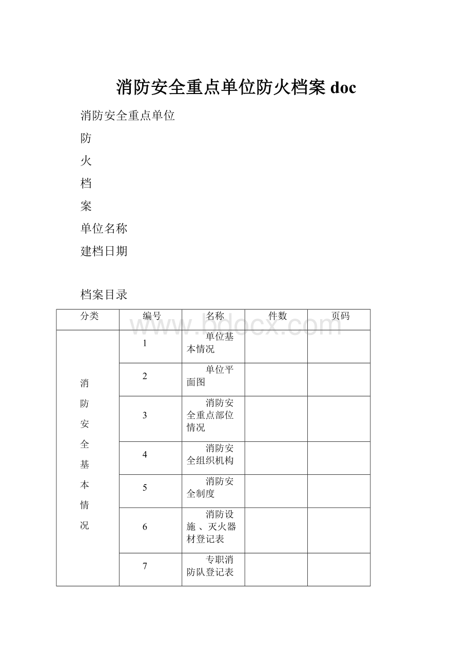 消防安全重点单位防火档案doc.docx