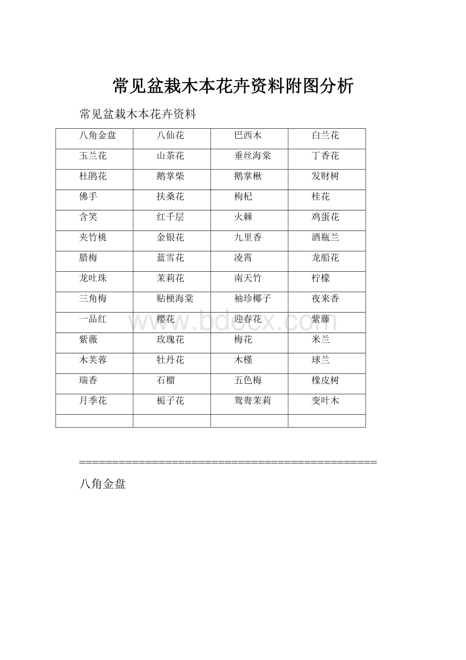 常见盆栽木本花卉资料附图分析.docx