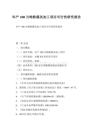 年产100万吨粉煤灰加工项目可行性研究报告.docx