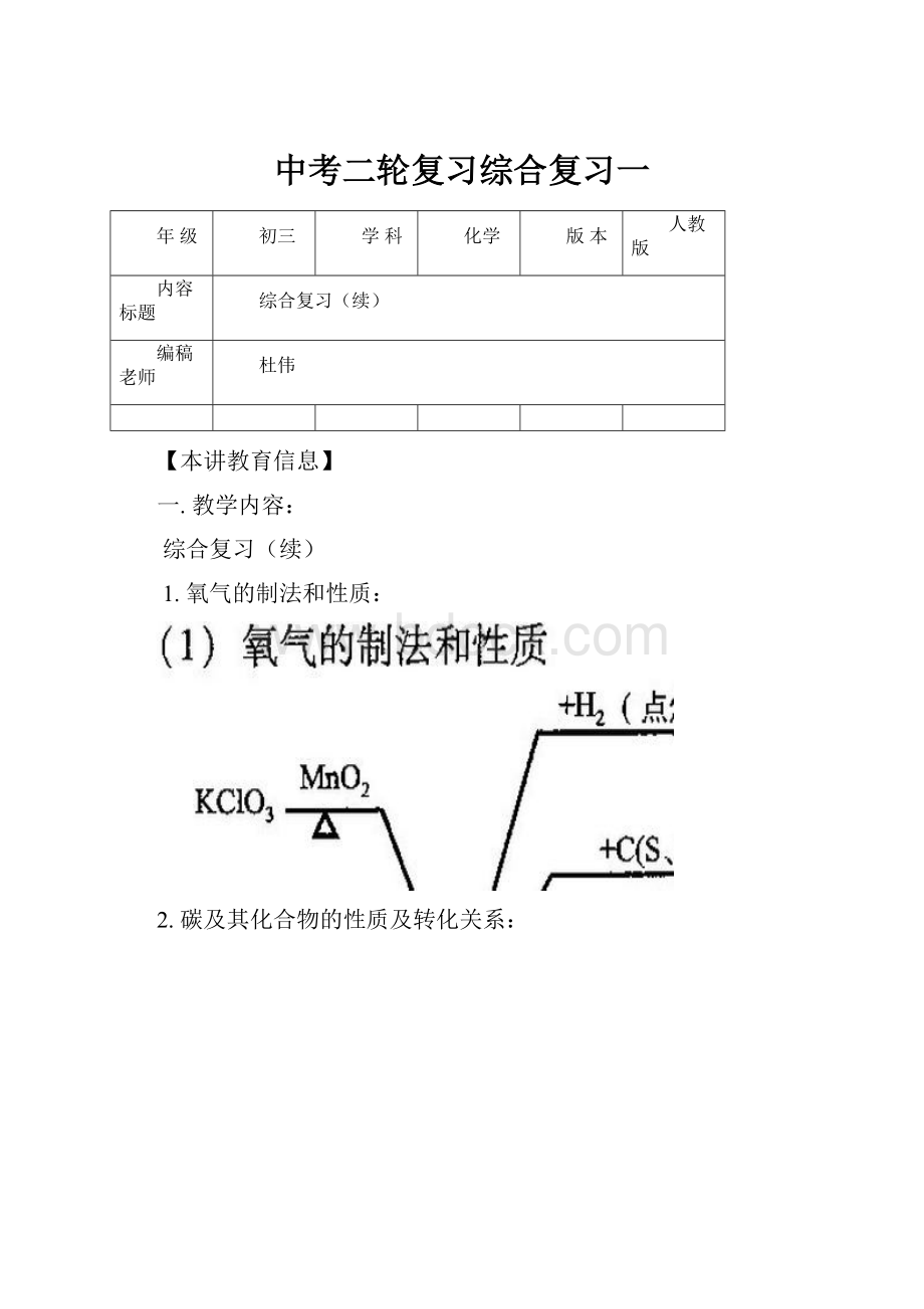 中考二轮复习综合复习一.docx