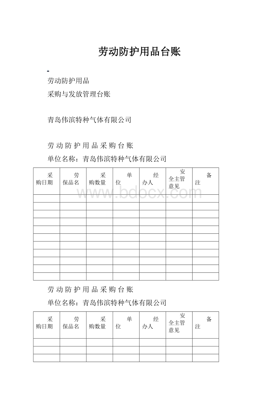 劳动防护用品台账.docx_第1页