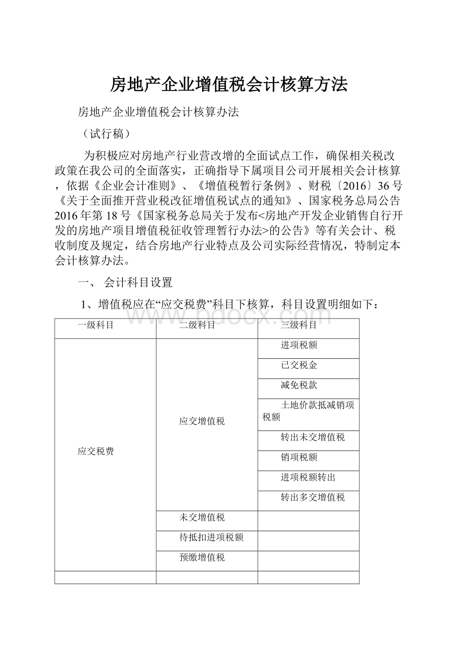 房地产企业增值税会计核算方法.docx