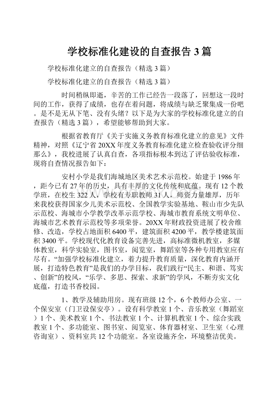 学校标准化建设的自查报告3篇.docx