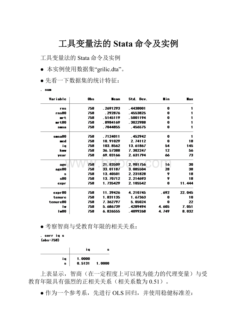 工具变量法的Stata命令及实例.docx