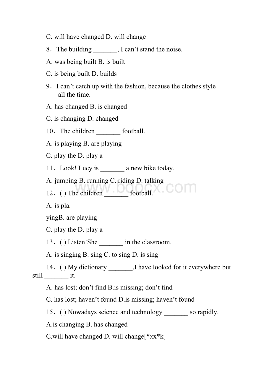 精品小升初英语知识专项训练时态与句法12现在进行时通用版.docx_第2页