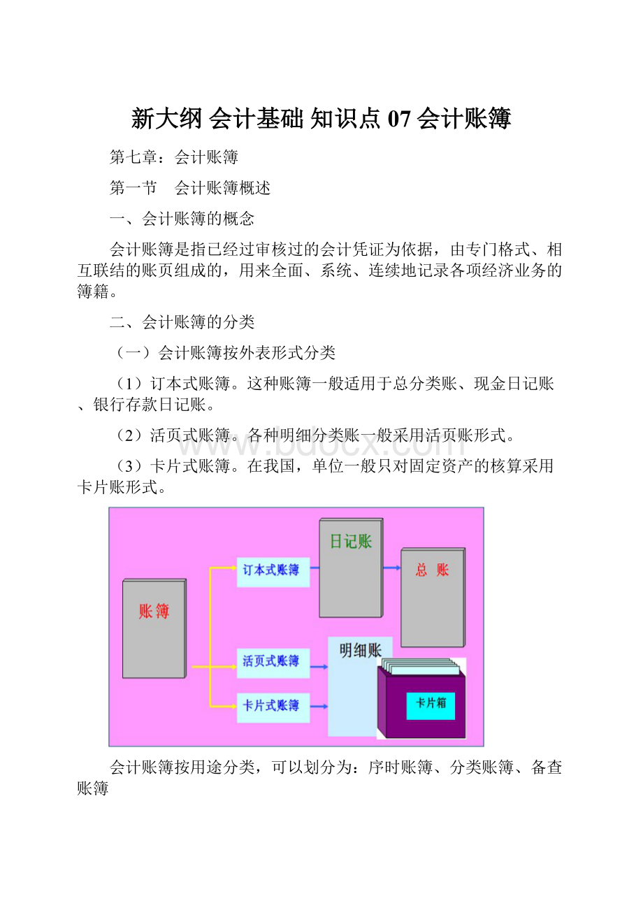 新大纲 会计基础 知识点 07会计账簿.docx