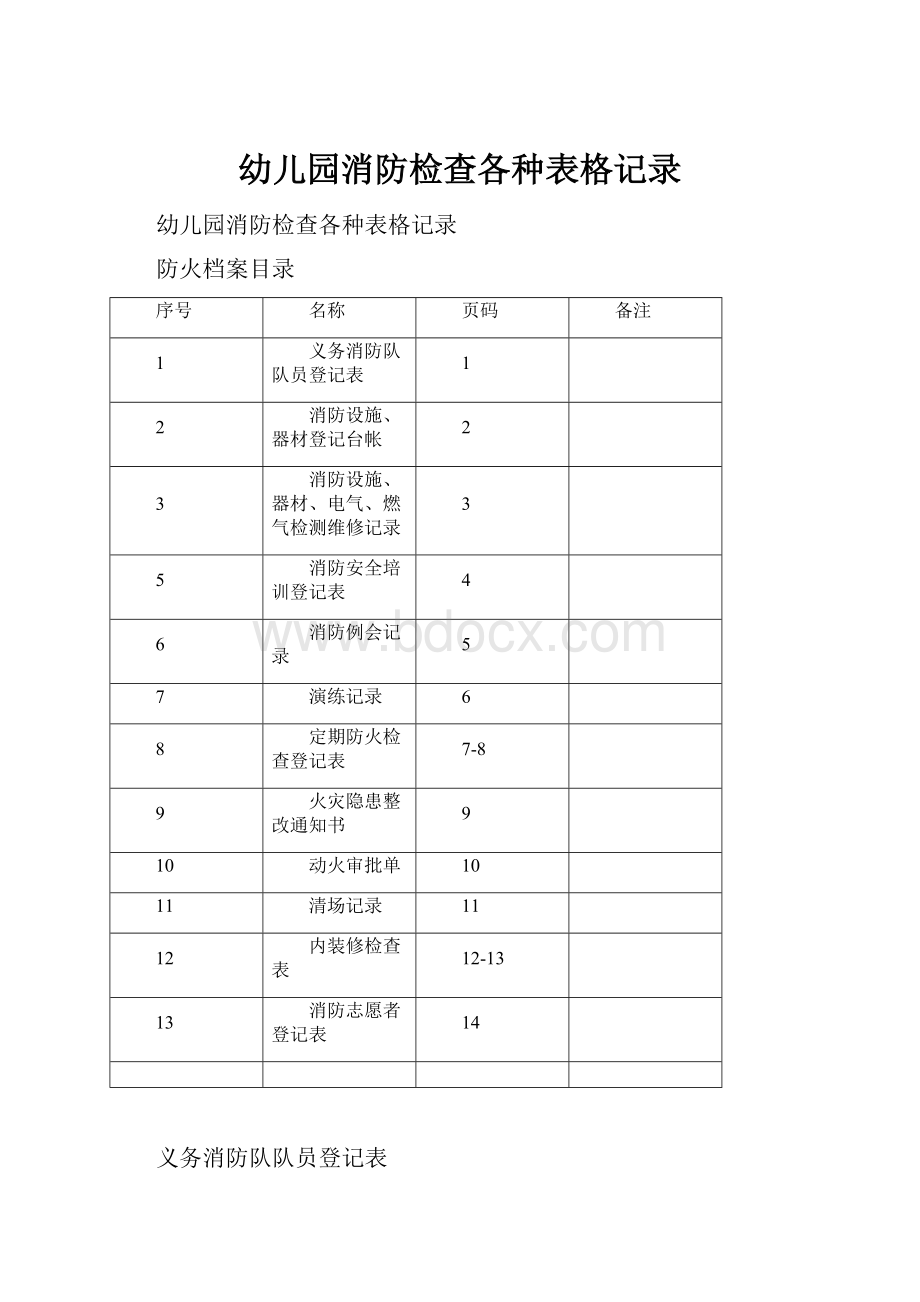 幼儿园消防检查各种表格记录.docx_第1页