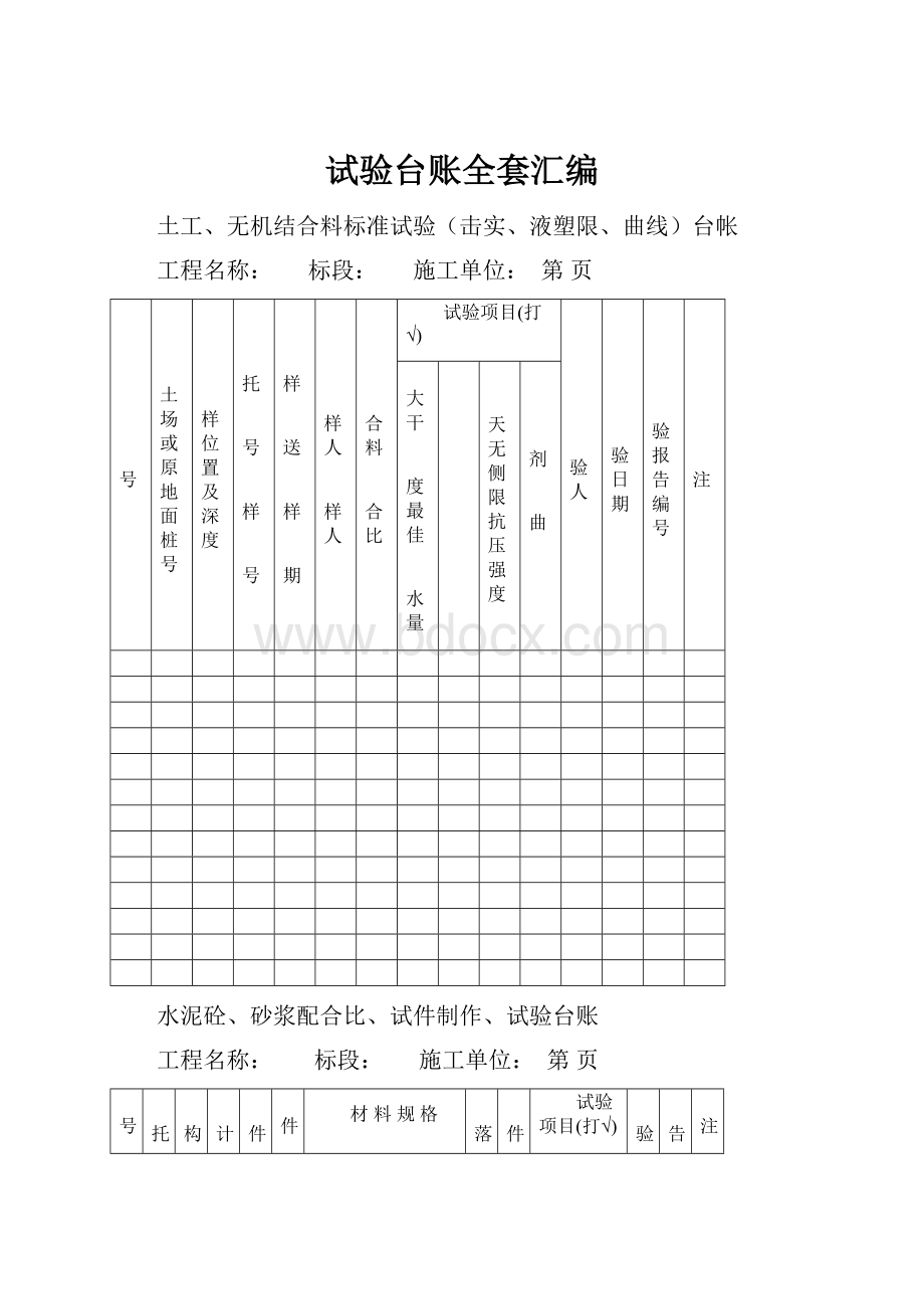 试验台账全套汇编.docx_第1页