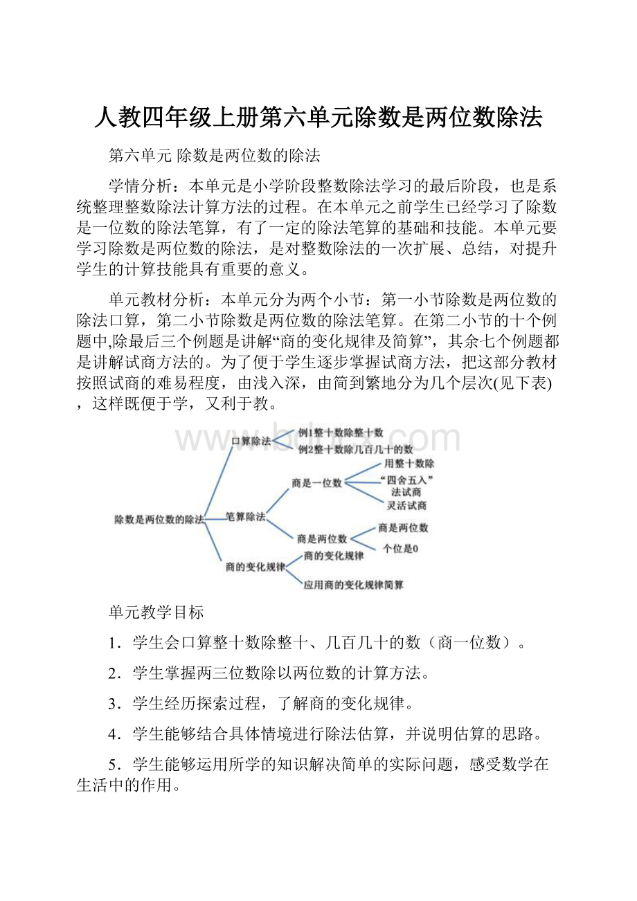 人教四年级上册第六单元除数是两位数除法.docx_第1页