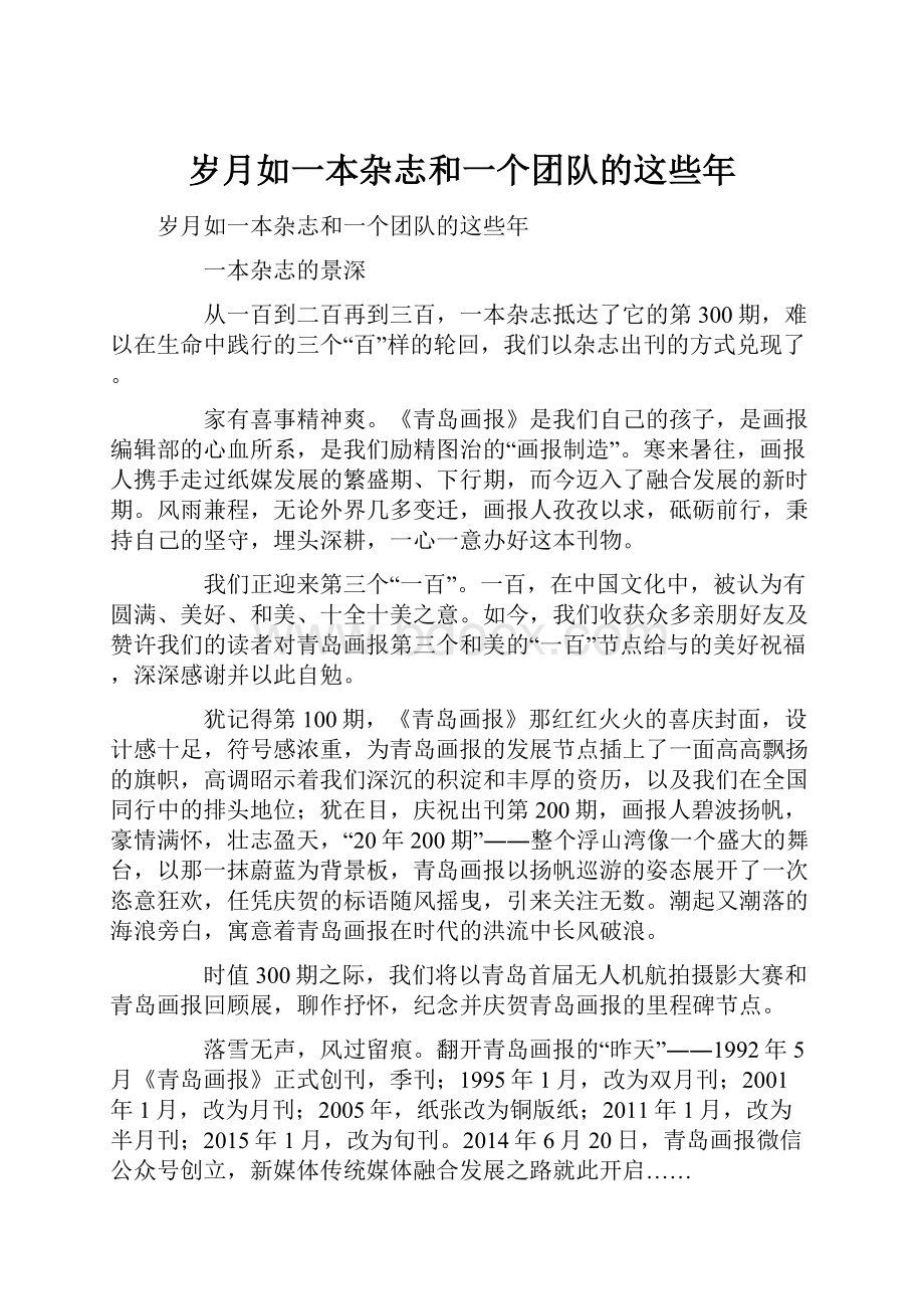 岁月如一本杂志和一个团队的这些年.docx_第1页