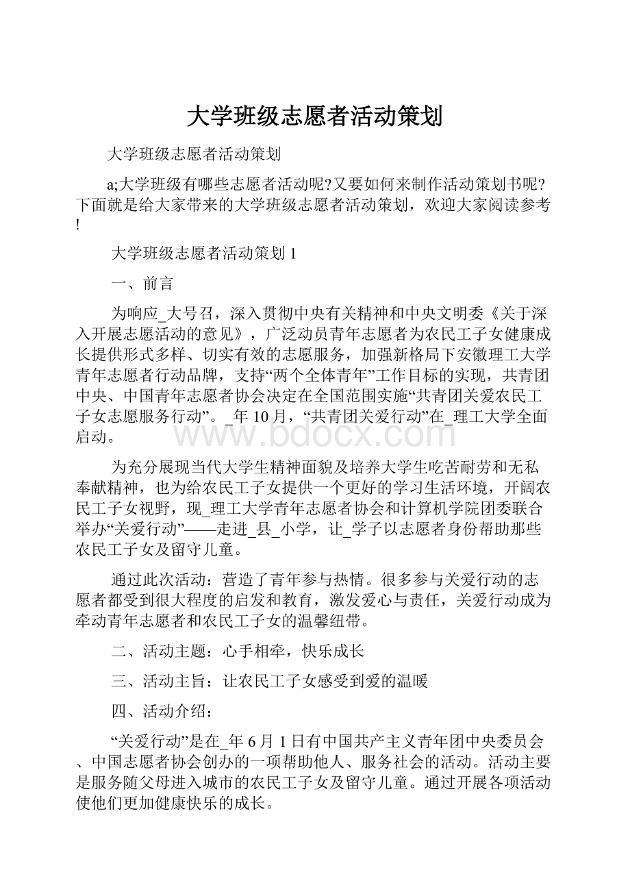 大学班级志愿者活动策划.docx