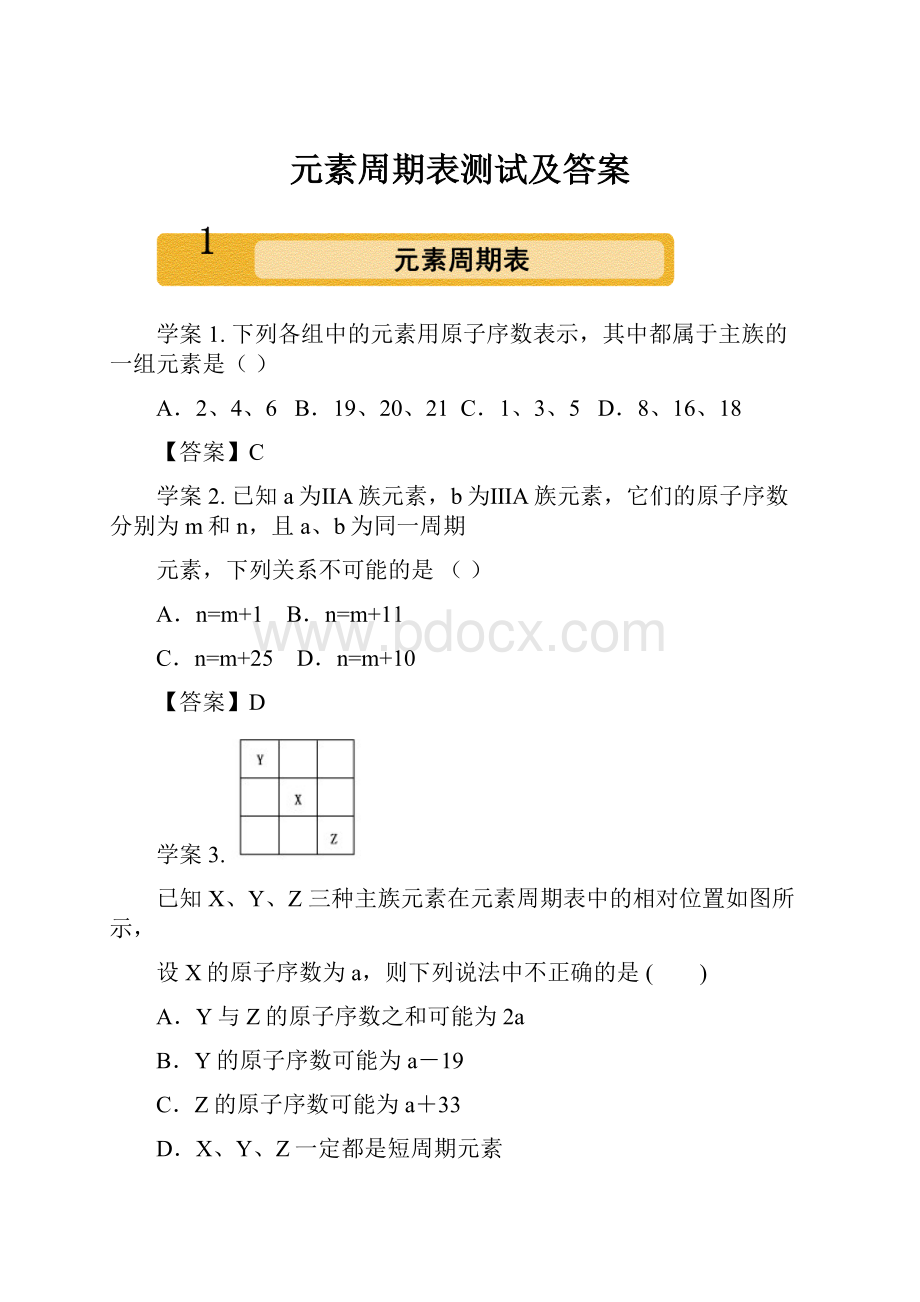 元素周期表测试及答案.docx