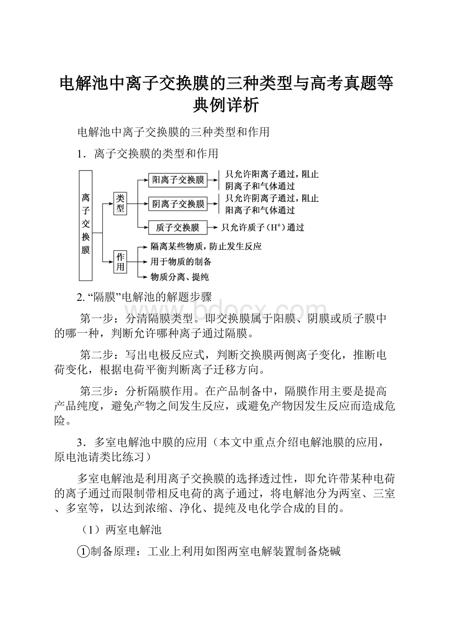 电解池中离子交换膜的三种类型与高考真题等典例详析.docx_第1页