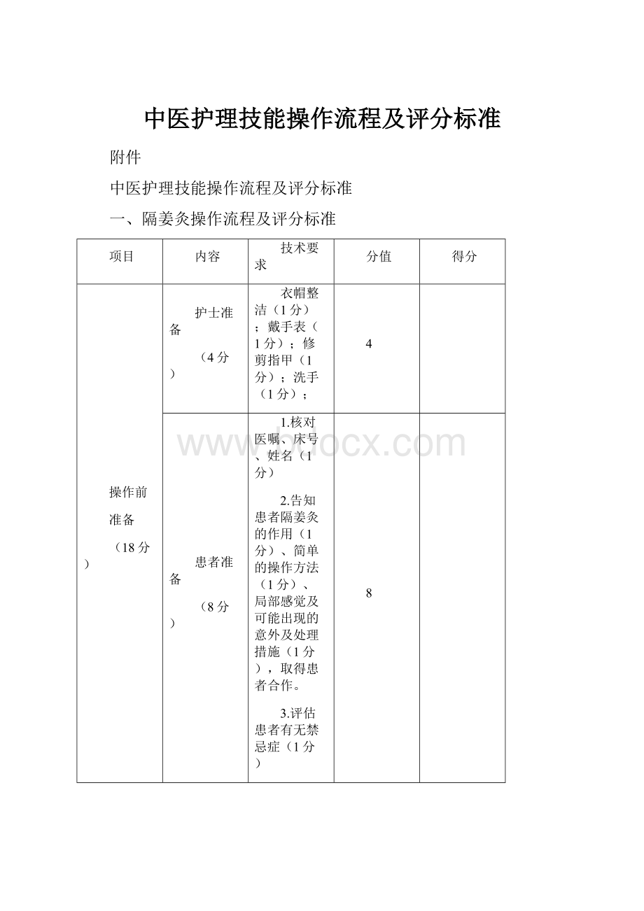 中医护理技能操作流程及评分标准.docx