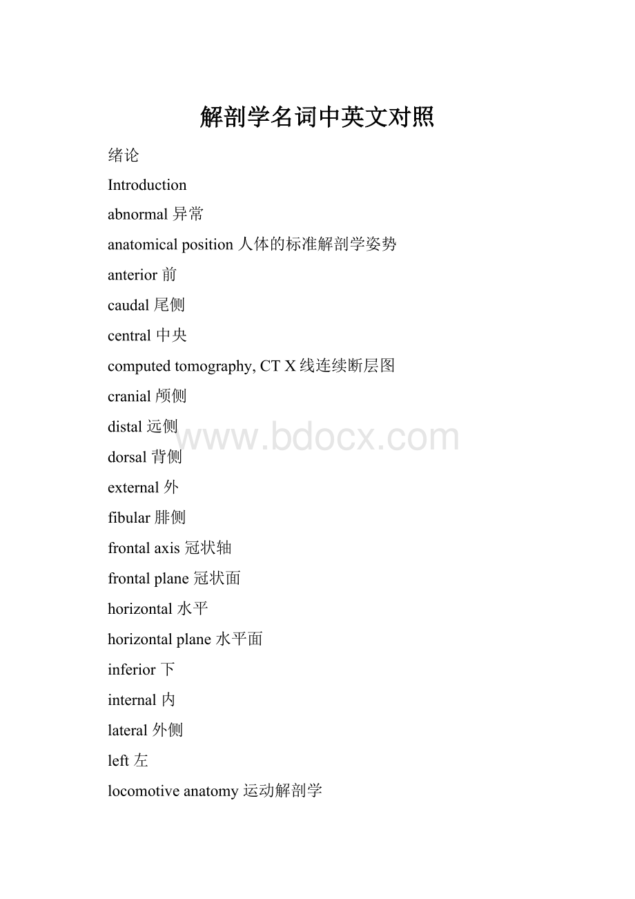 解剖学名词中英文对照.docx