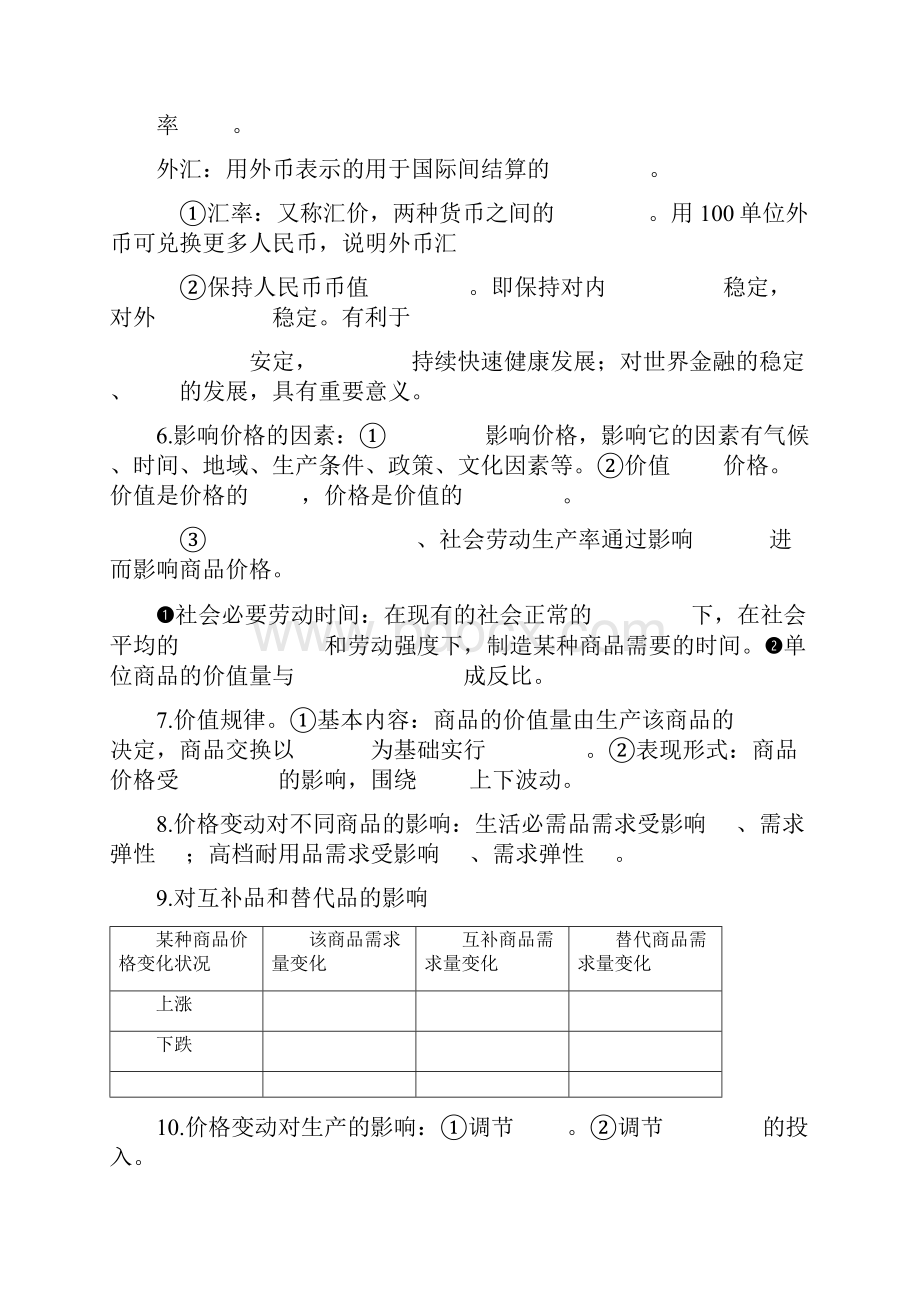 人教版思想政治必修一知识点归纳卷提纲需自己填空.docx_第2页