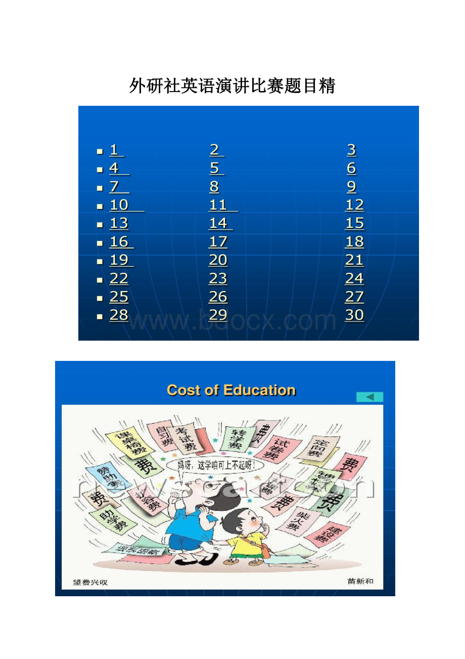 外研社英语演讲比赛题目精.docx_第1页