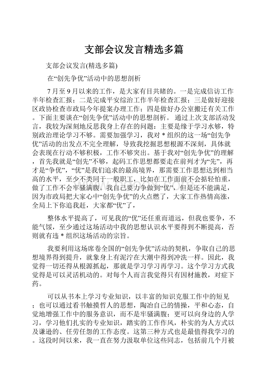 支部会议发言精选多篇.docx