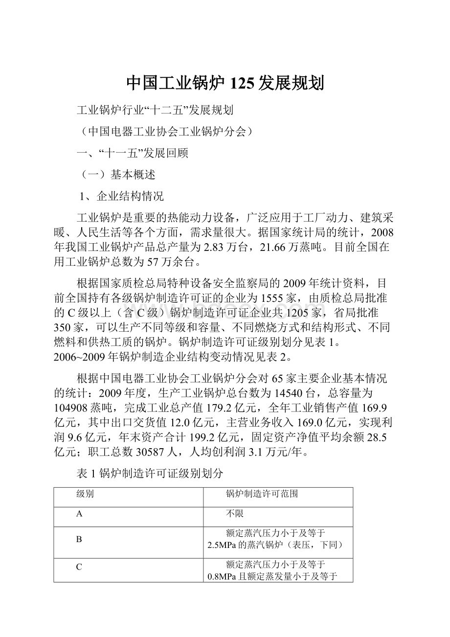 中国工业锅炉125发展规划.docx