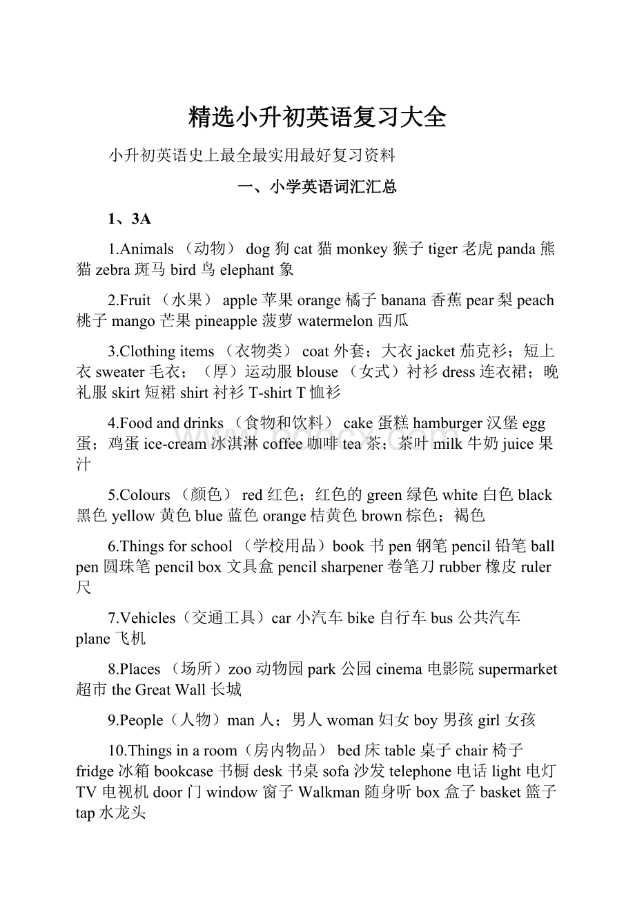 精选小升初英语复习大全.docx_第1页