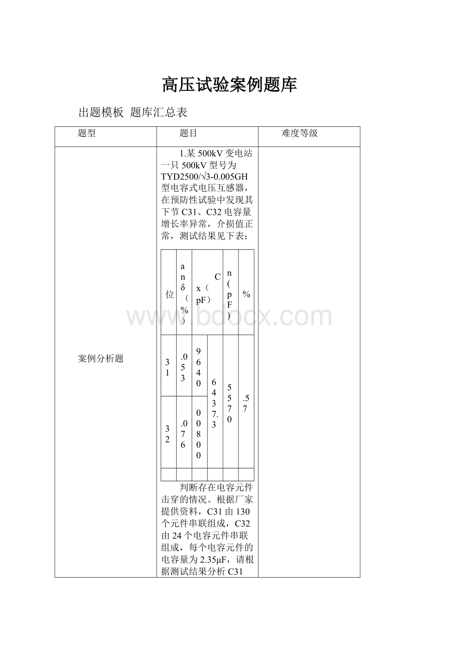 高压试验案例题库.docx