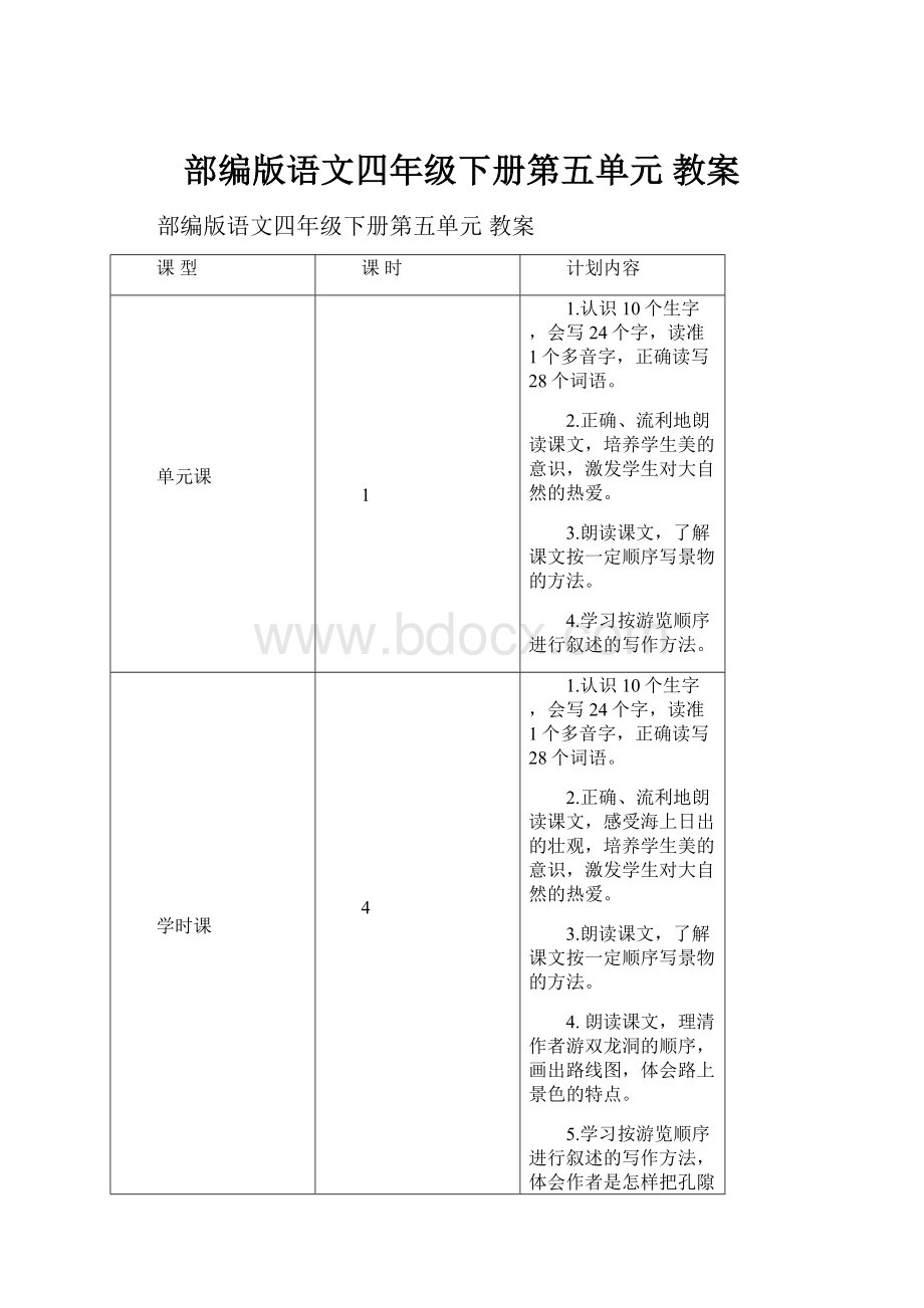 部编版语文四年级下册第五单元 教案.docx_第1页