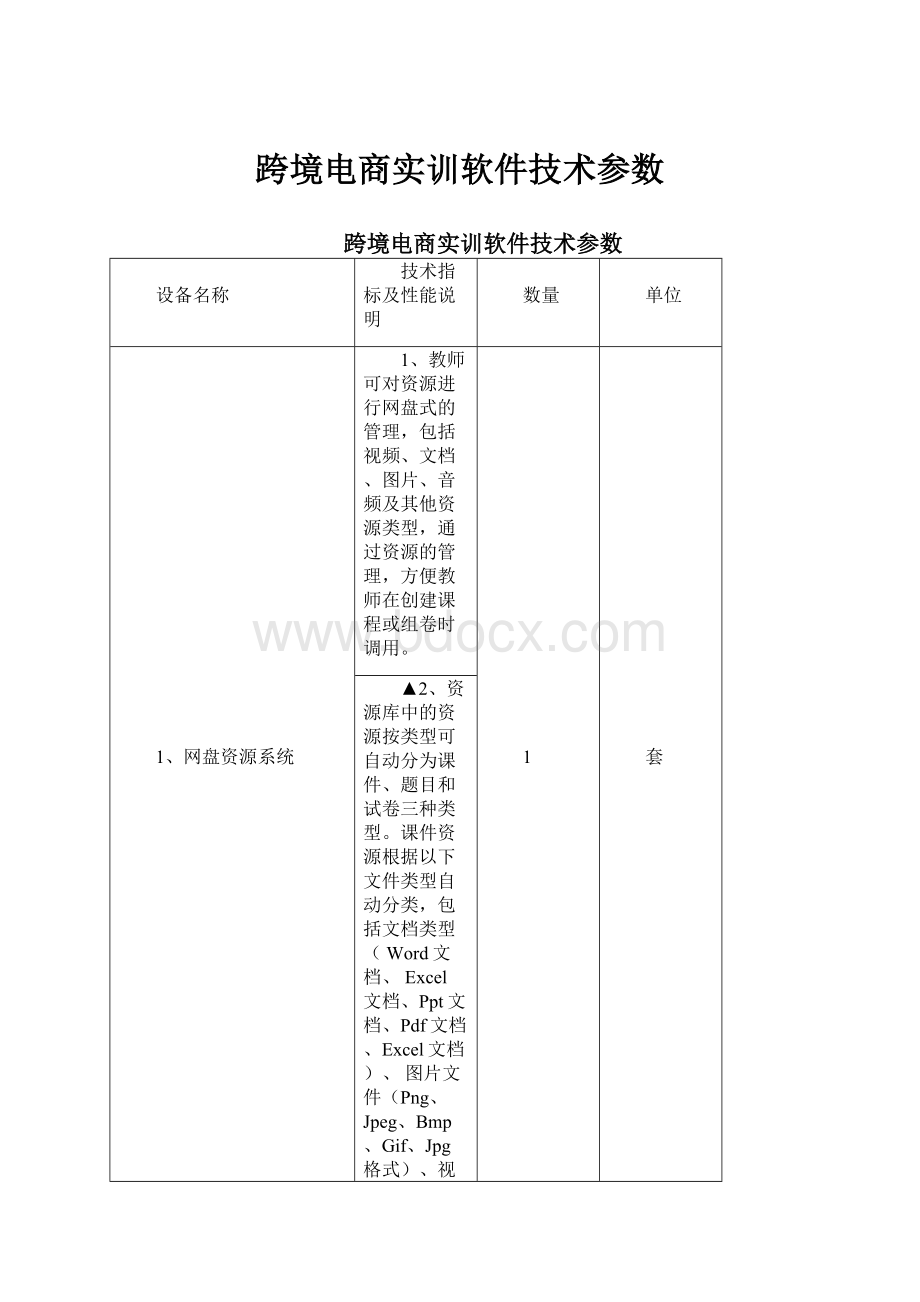 跨境电商实训软件技术参数.docx_第1页