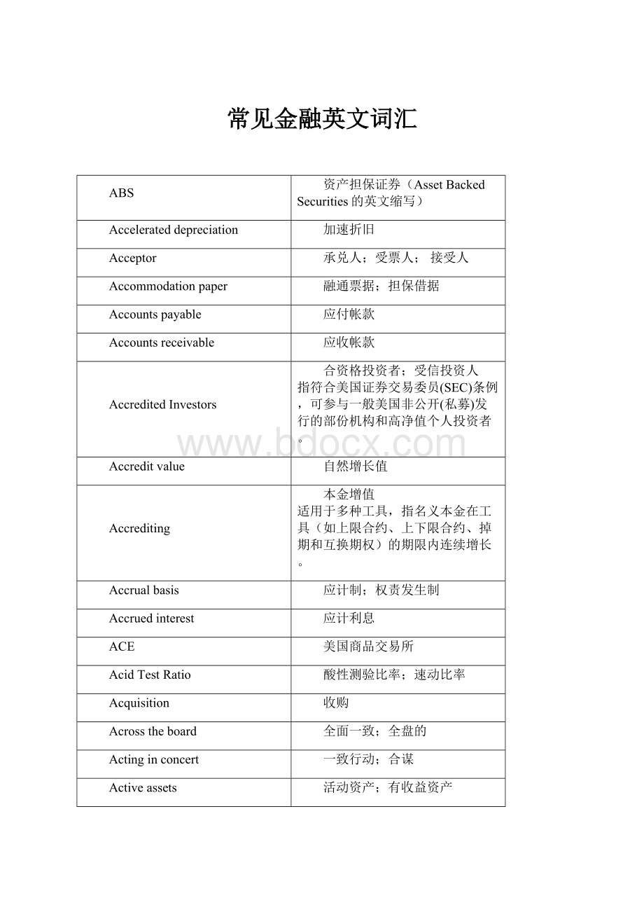 常见金融英文词汇.docx