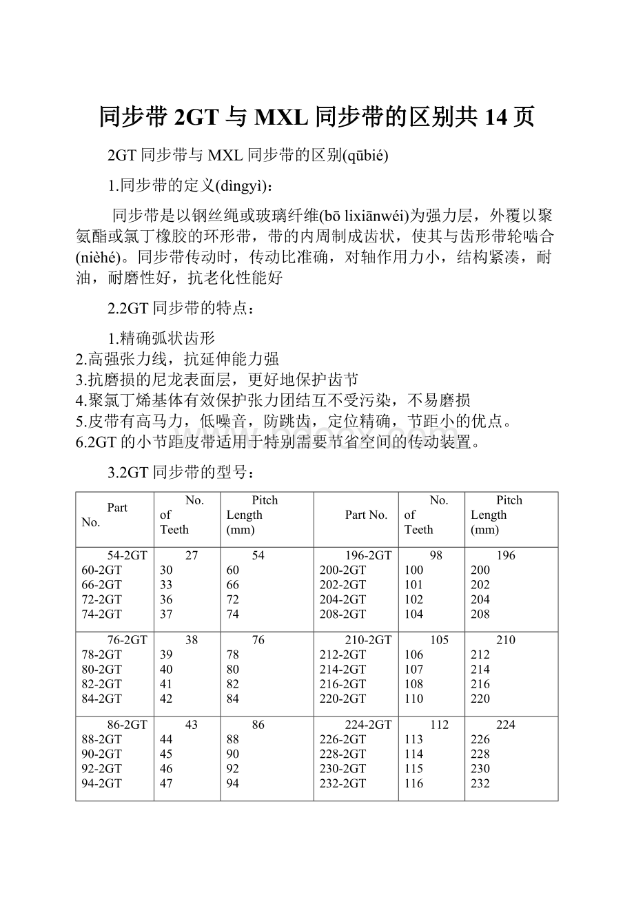 同步带2GT与MXL同步带的区别共14页.docx