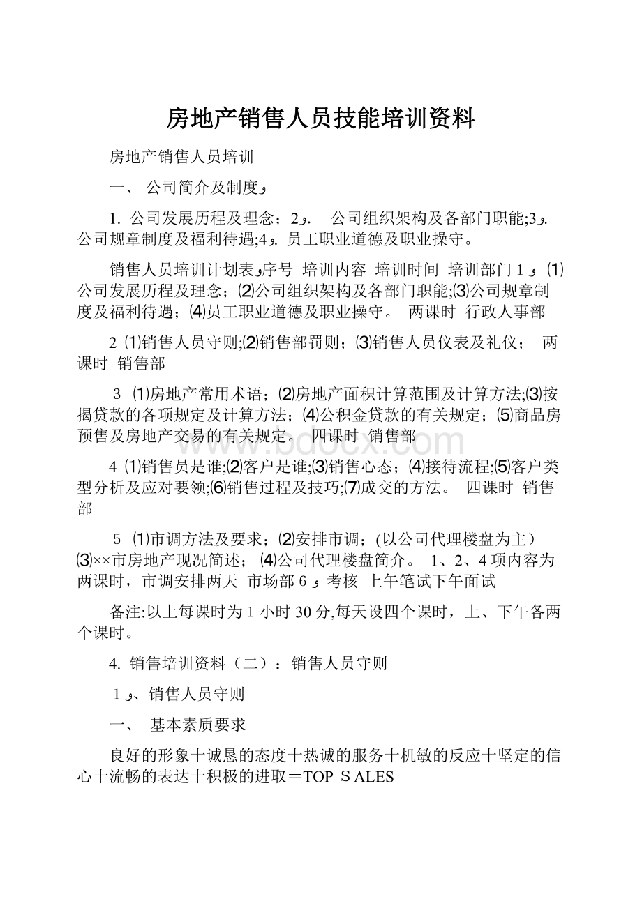 房地产销售人员技能培训资料.docx