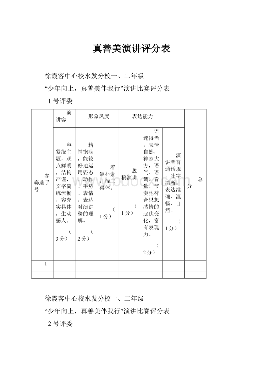 真善美演讲评分表.docx