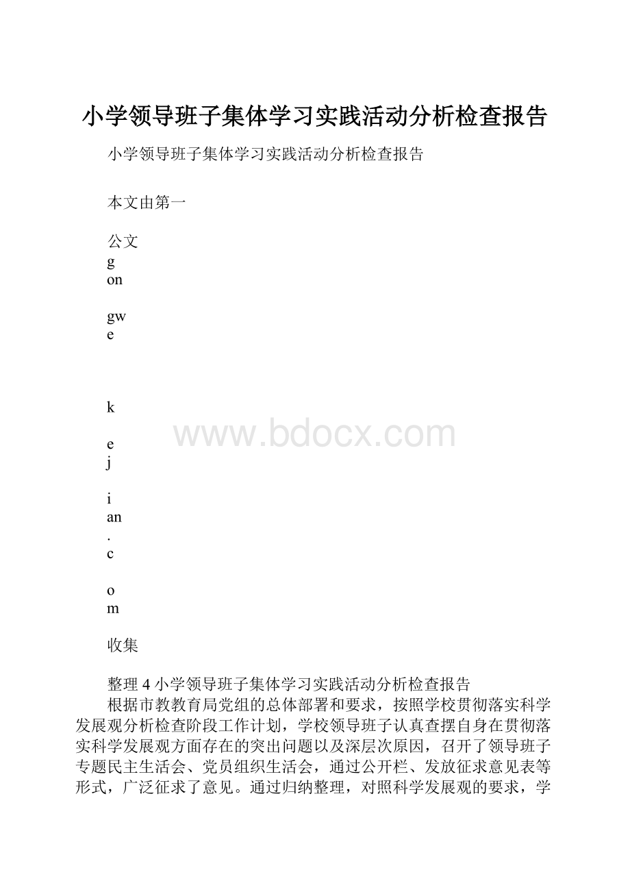 小学领导班子集体学习实践活动分析检查报告.docx