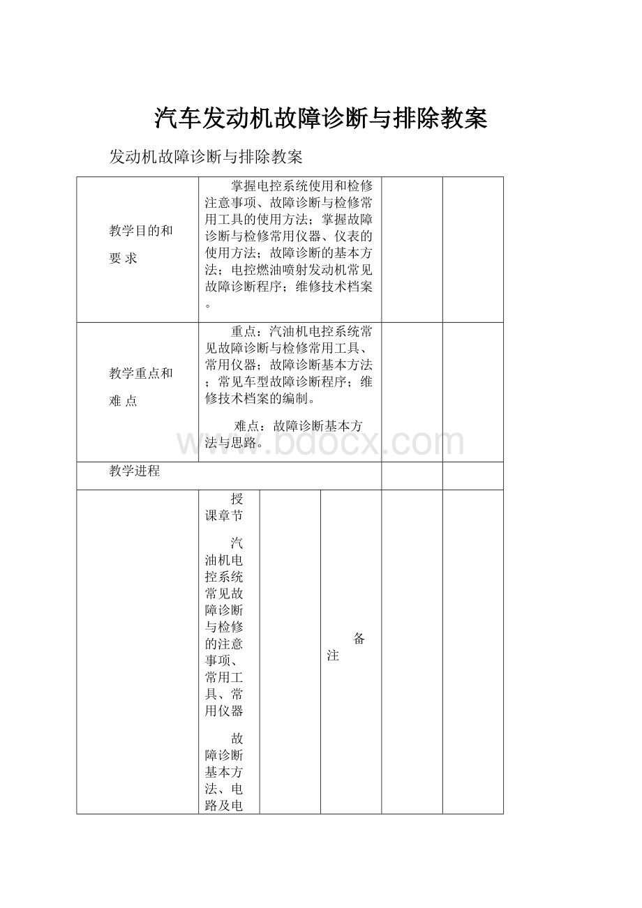 汽车发动机故障诊断与排除教案.docx