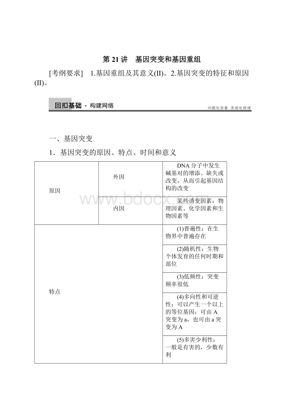 高考生物北师大版一轮复习配套word文档第六单元第21讲遗传信息的改变.docx_第3页