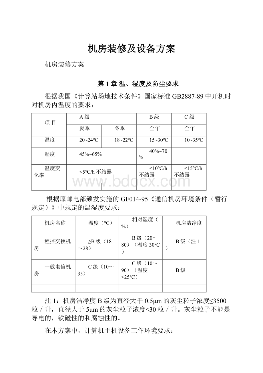 机房装修及设备方案.docx