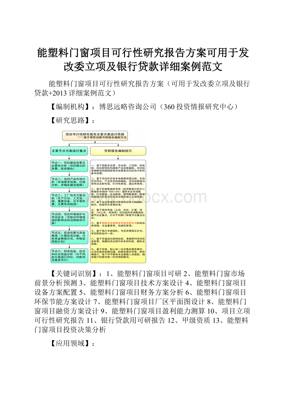 能塑料门窗项目可行性研究报告方案可用于发改委立项及银行贷款详细案例范文.docx