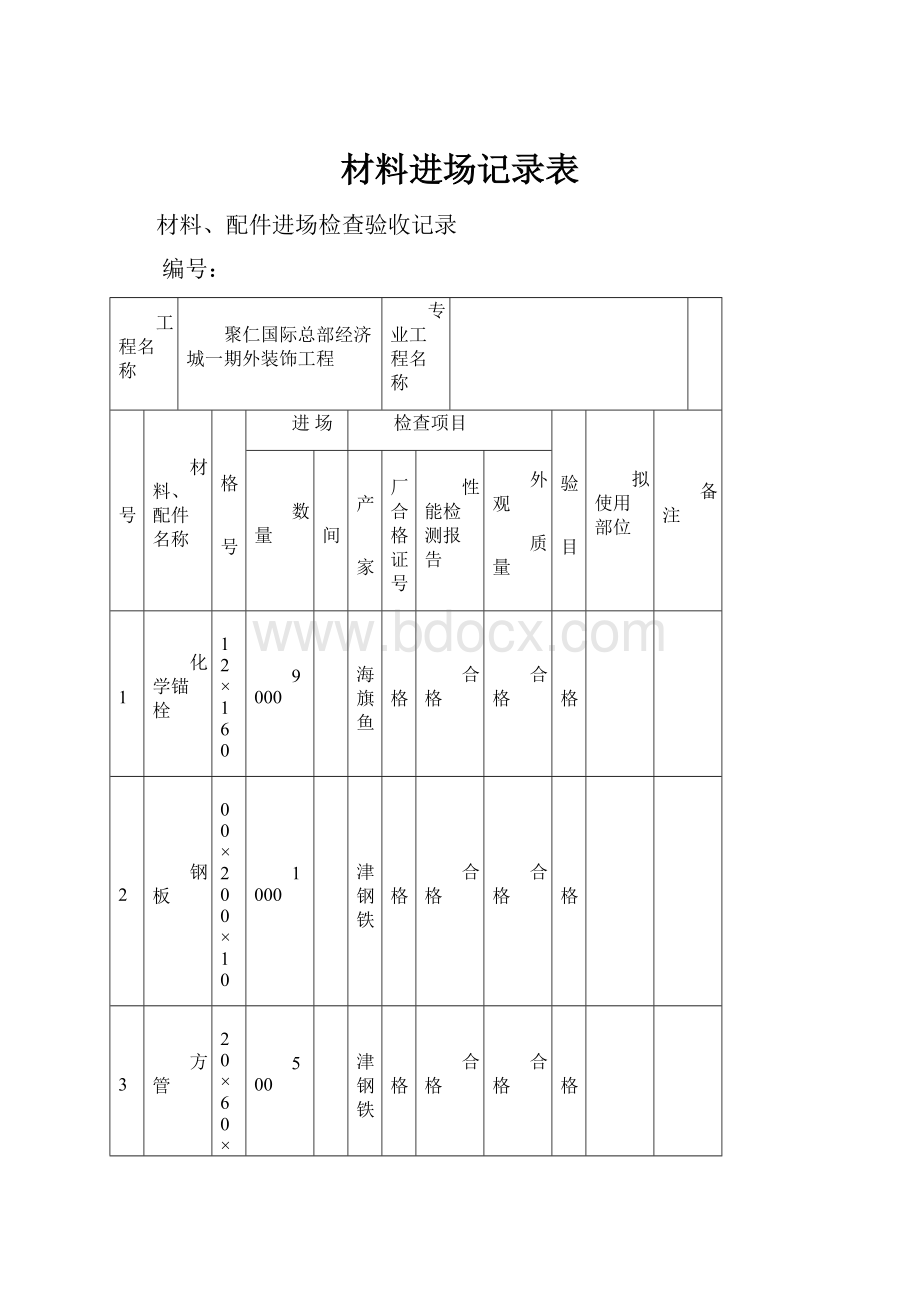 材料进场记录表.docx_第1页