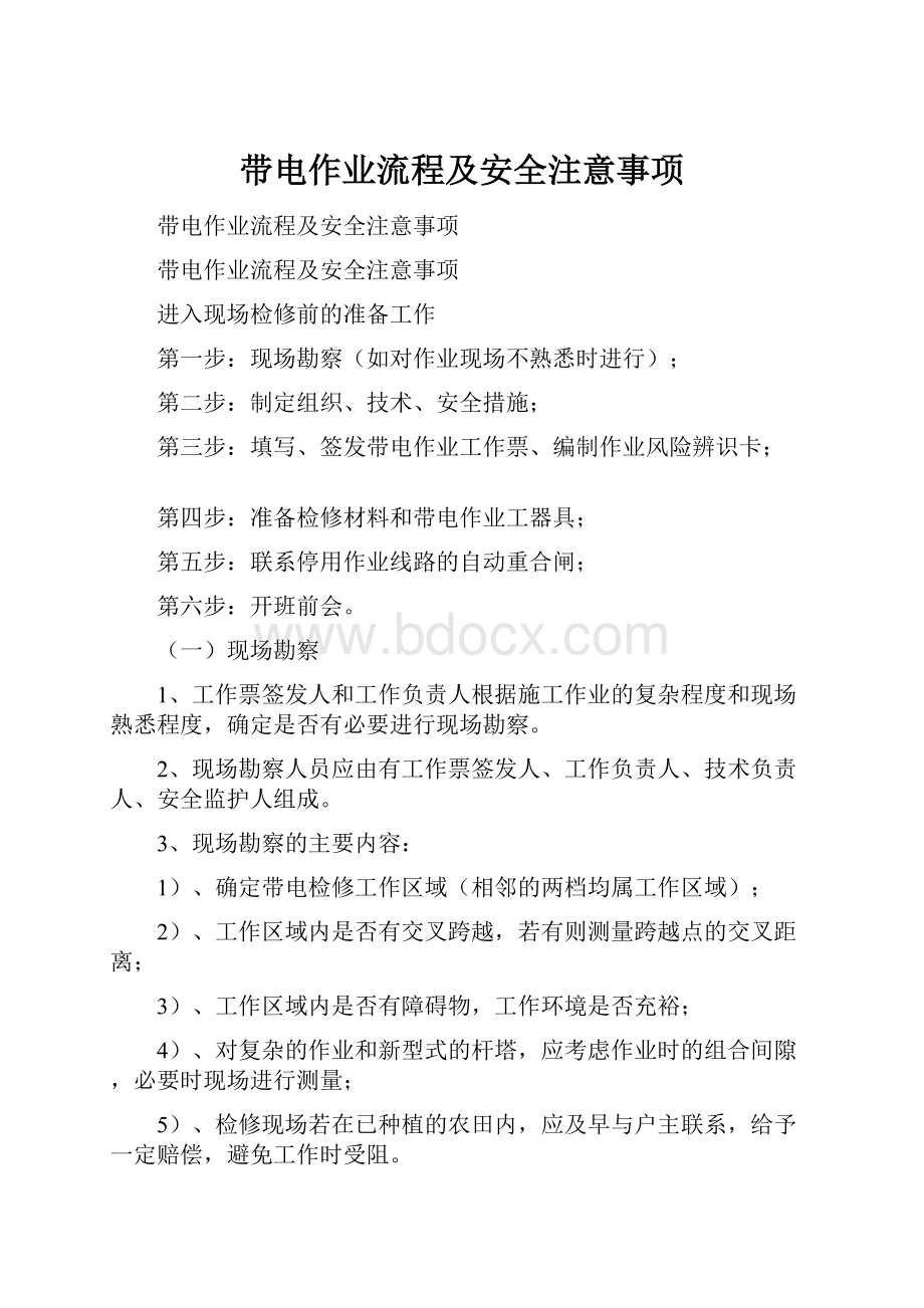 带电作业流程及安全注意事项.docx