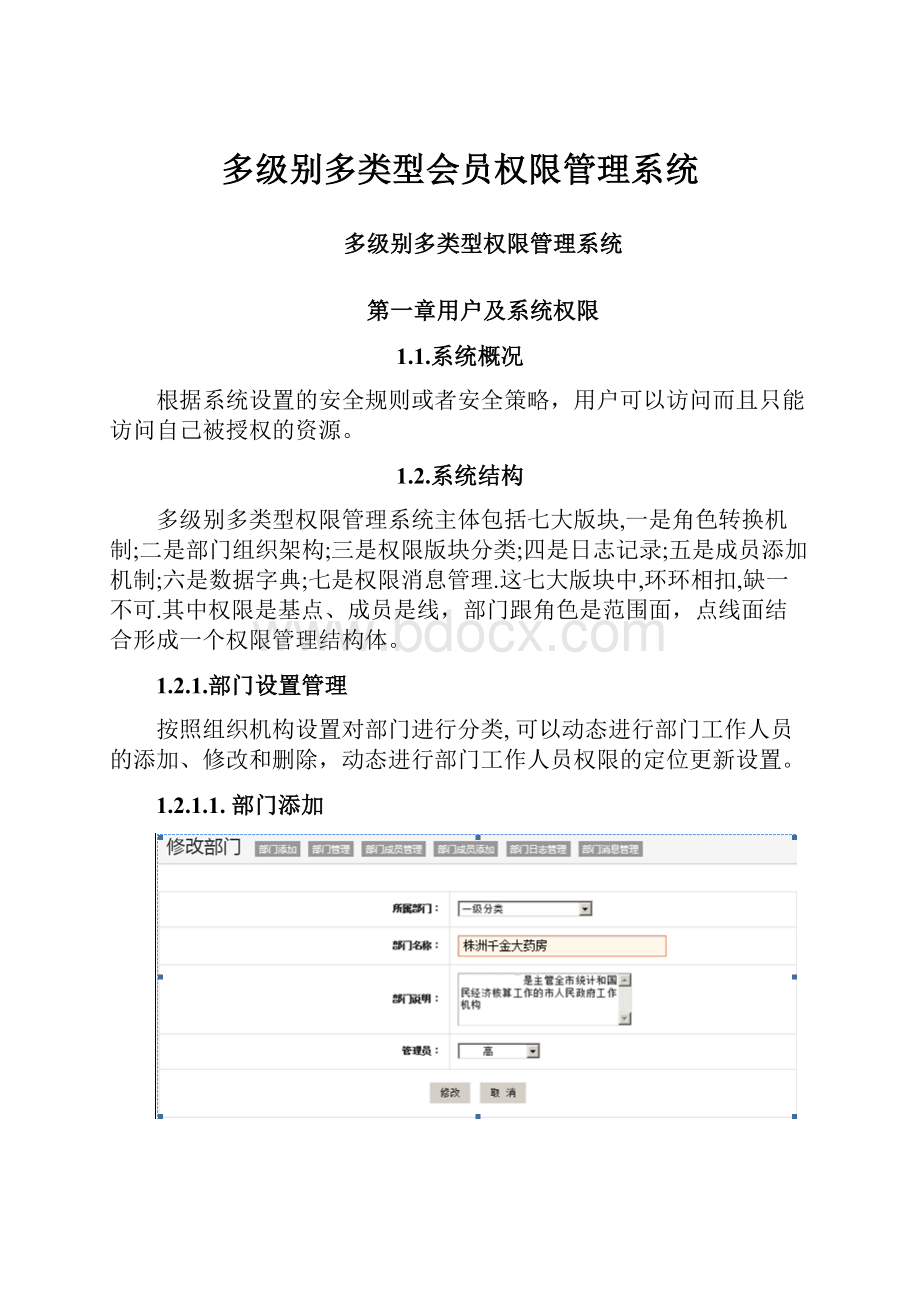 多级别多类型会员权限管理系统.docx