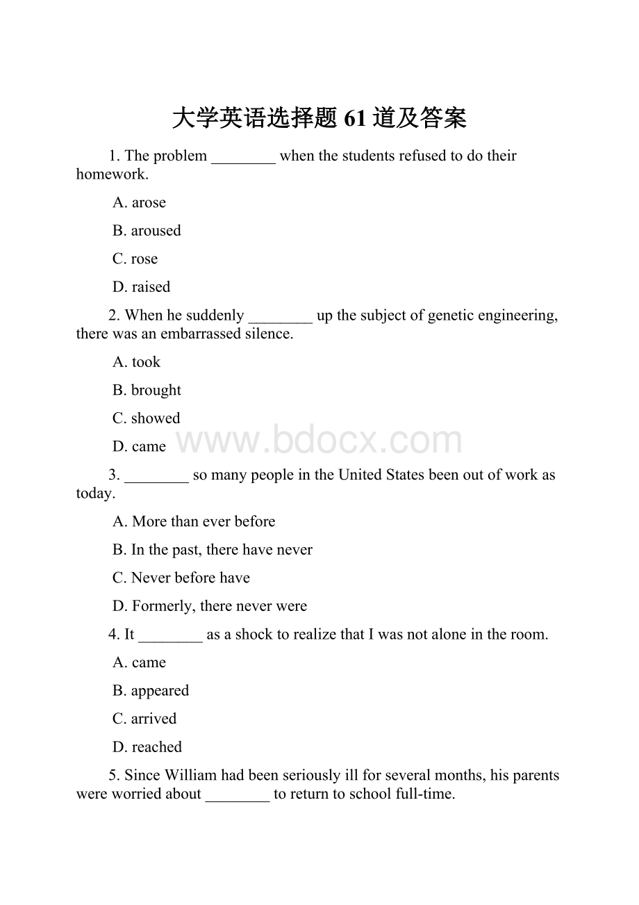 大学英语选择题61道及答案.docx