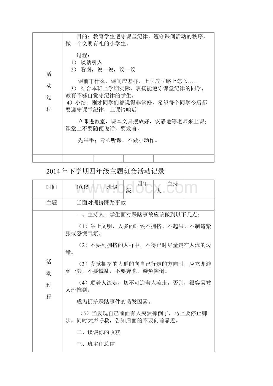 完整word版四年级主题班会活动记录.docx_第2页